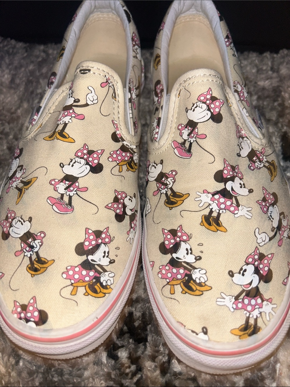 Vans Minnie Mouse Slip-On Shoes - Cream, Pink, Black, Yellow